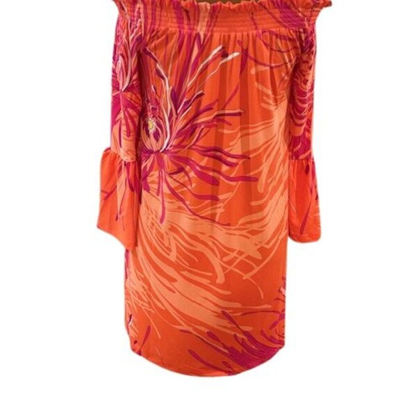 Trina Turk Off the Shoulder Bell Sleeve Boat Neck Floral Mini Dress – Small NWT! - Picture 6 of 9